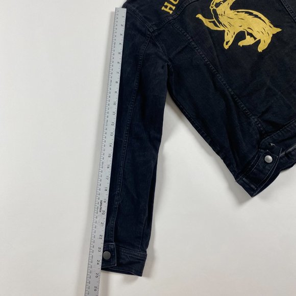 Harry Potter Hufflepuff Denim Jean Jacket Womens Large Black Cotton Stretch - Picture 13 of 14
